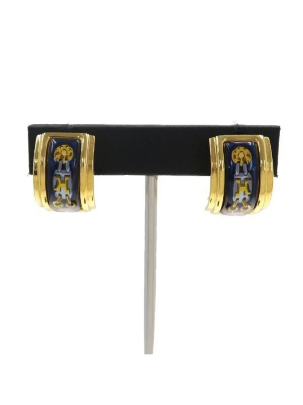 Hermes Enamel Earrings Brown